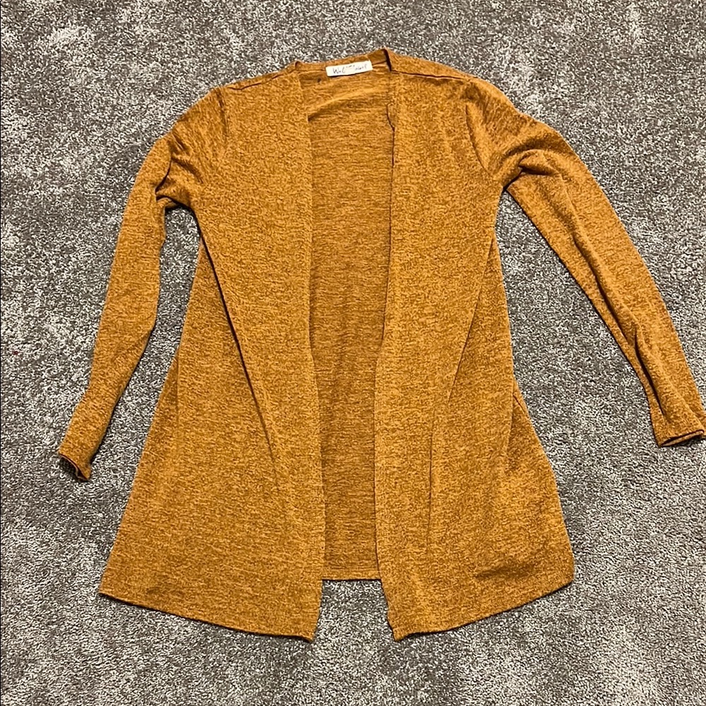 Mustard Open Front Cardigan Sweater